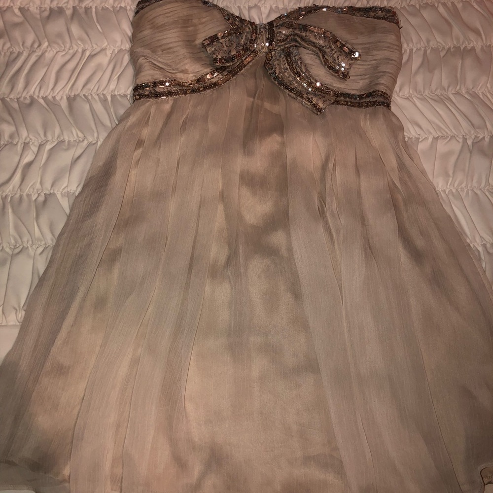 Formal bow front gold/champagne dress